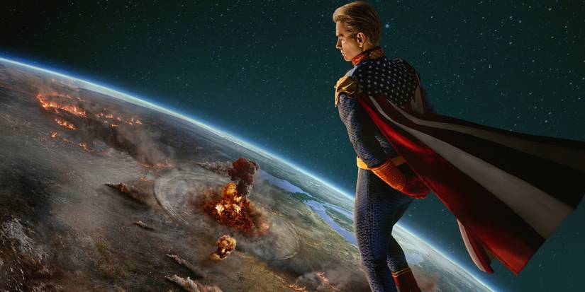 Antony Starr as Homelander in space, looking down on a planet in a promo for 'The Boys' Season 5.