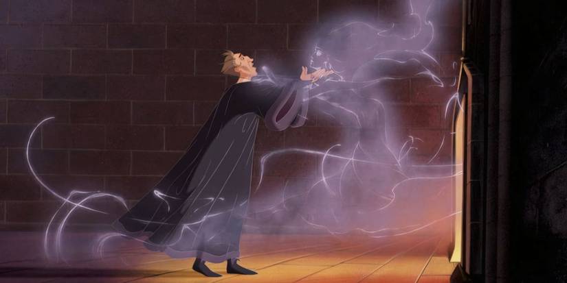Frollo reaches out to an imaginary smoke version of Esmeralda in The Hunchback of Notre Dame.