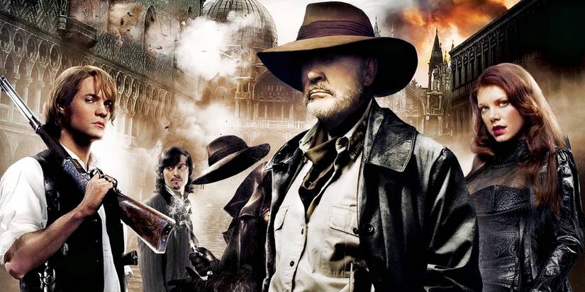 The cast of The League of Extraordinary Gentlemen pose together in a promo photo. 