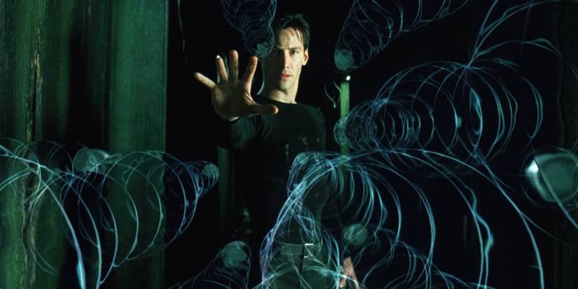 Neo slowing bullets down in the 1999 film, The Matrix.