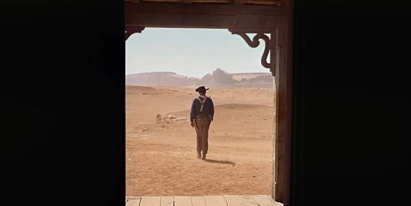 Ethan Edwards (John Wayne) walks away in the final shot of 'The Searchers'