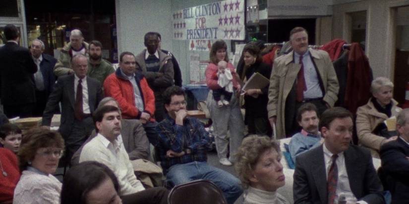 A group of people looking ahead in The War Room