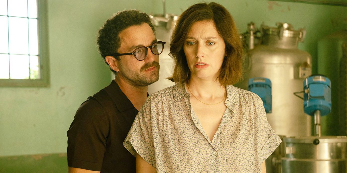 Man looking at a woman from behind