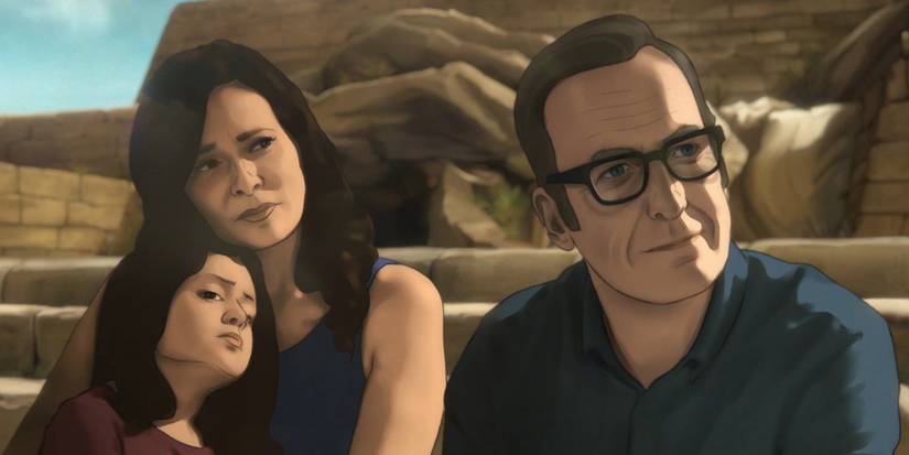 A young Alma with her parents, Becca and Jacob, in Undone