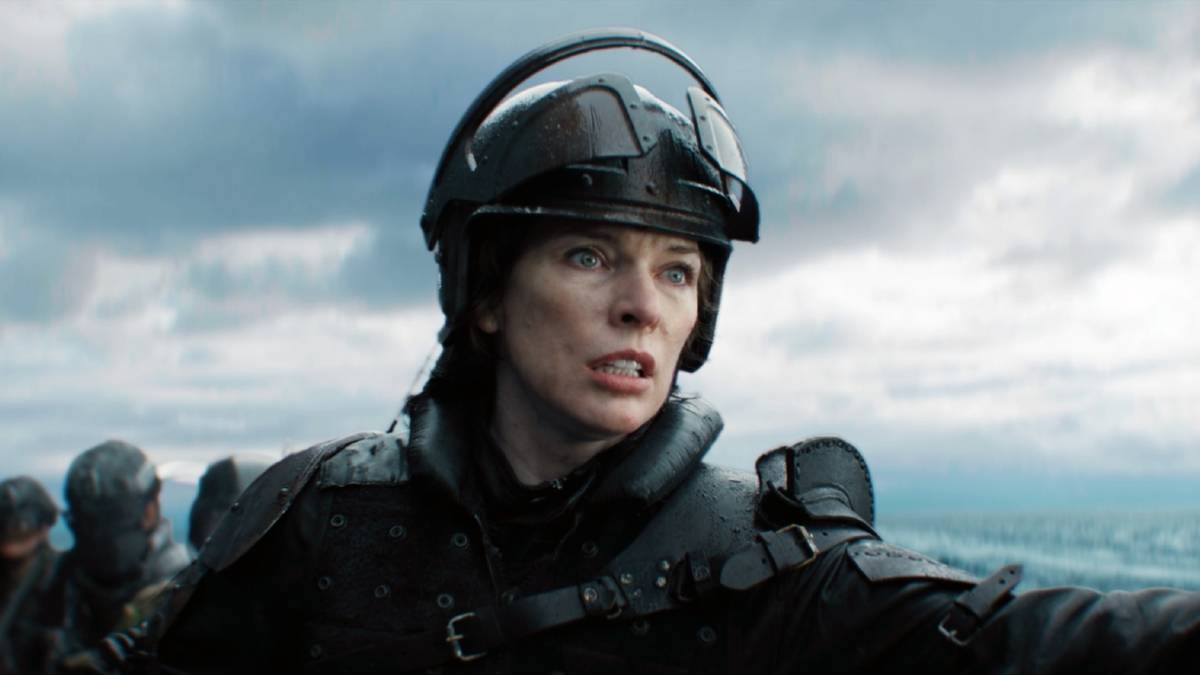 Milla Jovovich staring out over the ocean in Worldbreaker