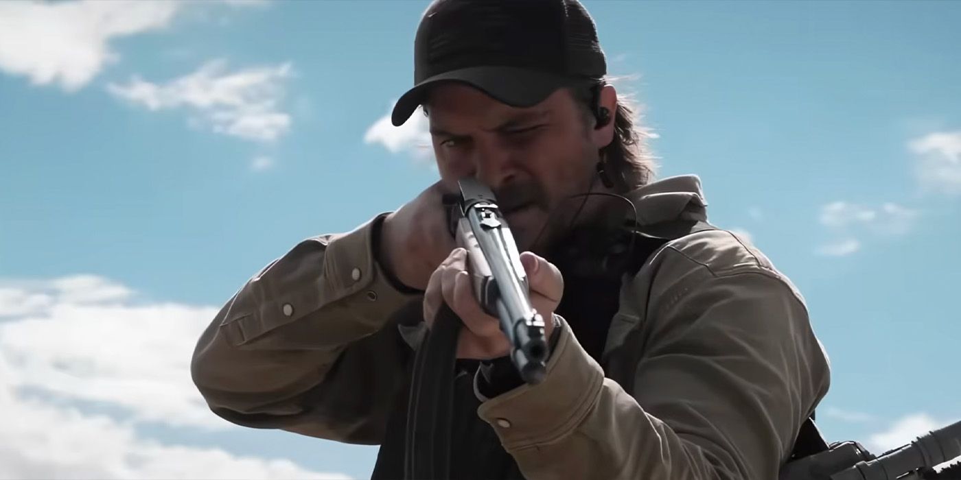 Kayce Dutton (Luke Grimes) holds a gun on 'Y: Marshals'