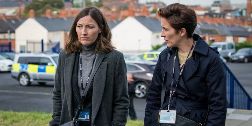 Kelly Macdonald as Joanne and Vicky McClure as Kate in Line of Duty