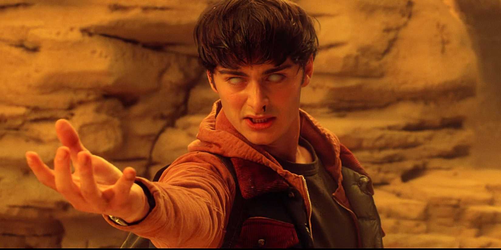 Will Byers using his powers, with his eyes white and nose bleeding, in the series finale of Stranger Things.