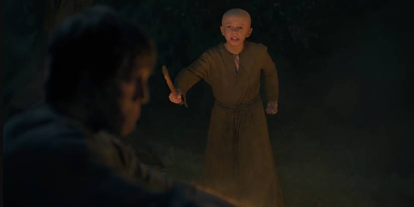 Egg (Dexter Sol Ansell) plays with a sword in A Knight of the Seven Kingdoms Season 1 Episode 2