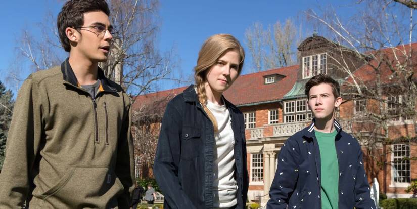 Tyler Alvarez, Taylor Dearden, and Griffin Gluck in 'American Vandal' Season 2