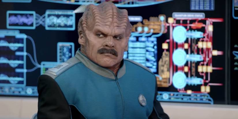 Bortus (Peter Macon) with a mustache in The Orville.