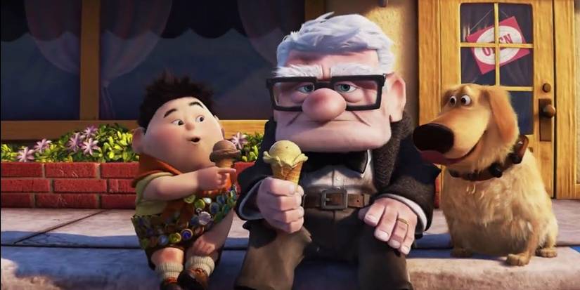 Carl, Russell, and Dug eating ice cream in 'Up' (2009)