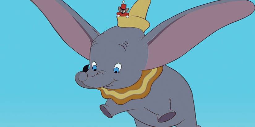 Dumbo flying with Timothy in his hat in Dumbo