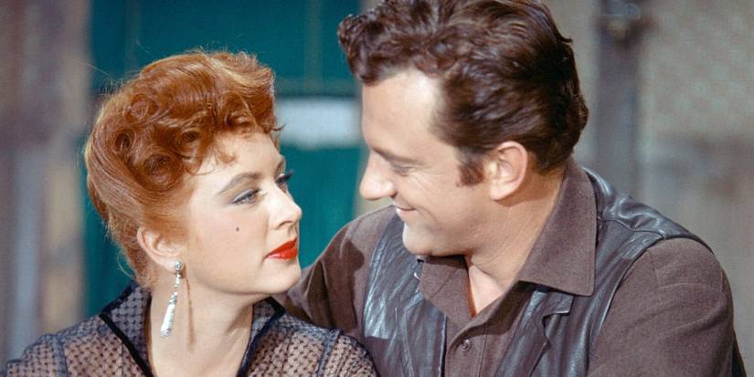 Miss Kitty (Amanda Blake) looks at Marshal Dillon (James Arness) on 'Gunsmoke'