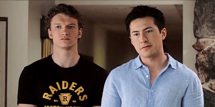 Ilya Rozanov (Connor Storrie) and Shane Hollander (Hudson Williams) in the 'Heated Rivalry' Season 1 finale.