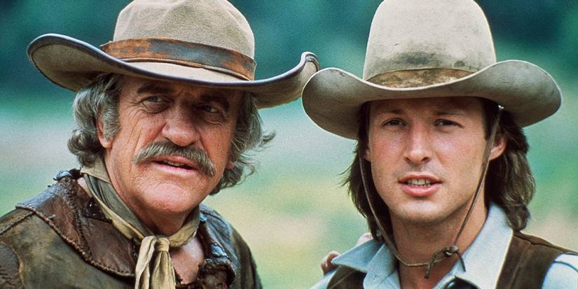 James Arness as Zeb Macahan and Bruce Boxleitner as Luke "Seth" Macahan on 'How the West Was Won'