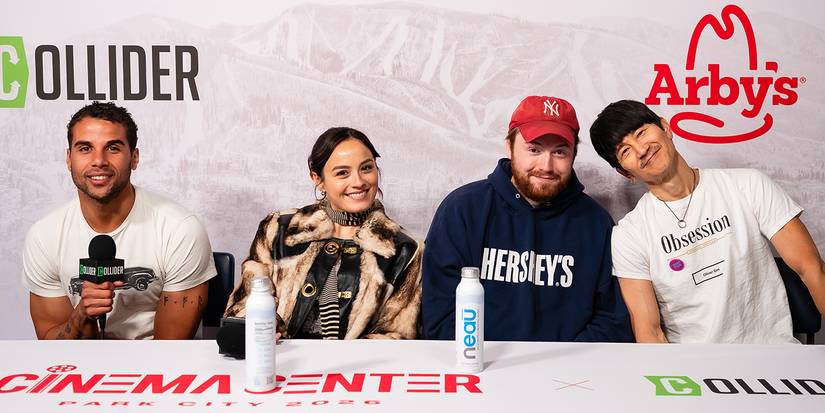 The I Want Your Sex team pose at the Sundance Film Festival 2026.