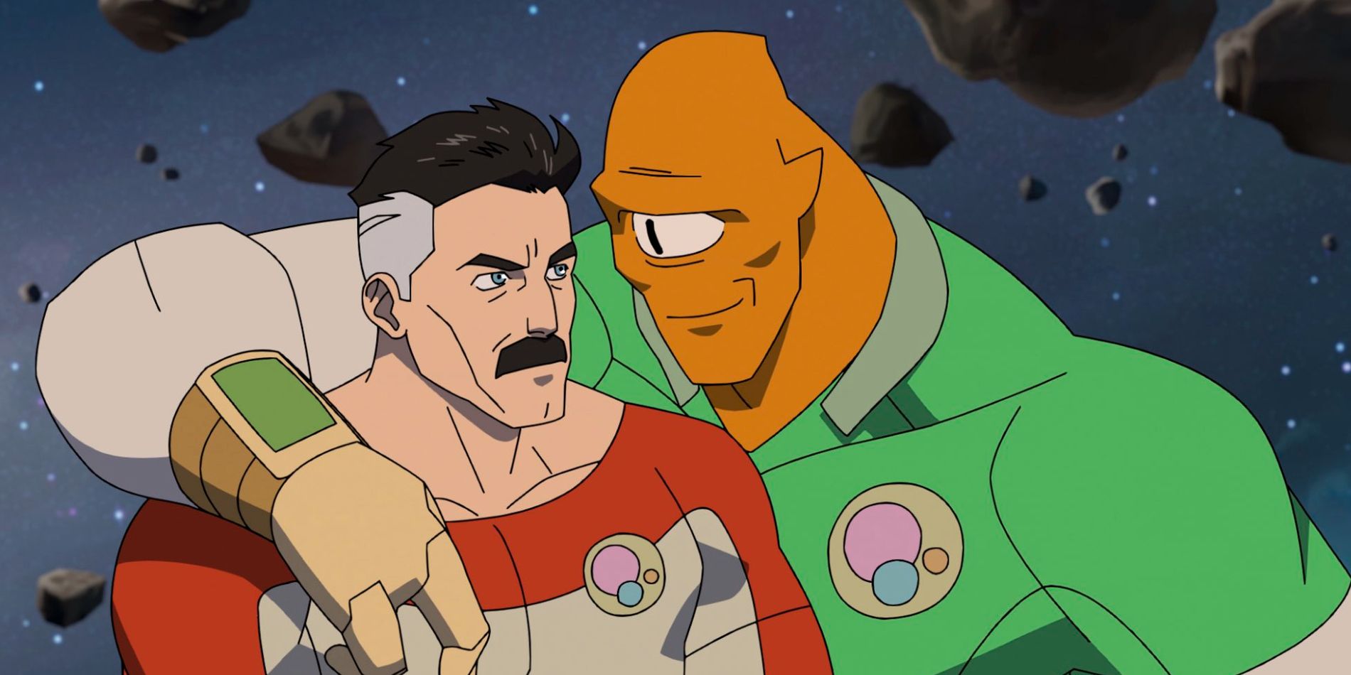 Allen the Alien putting his arm around Omni-Man in Invincible Season 4