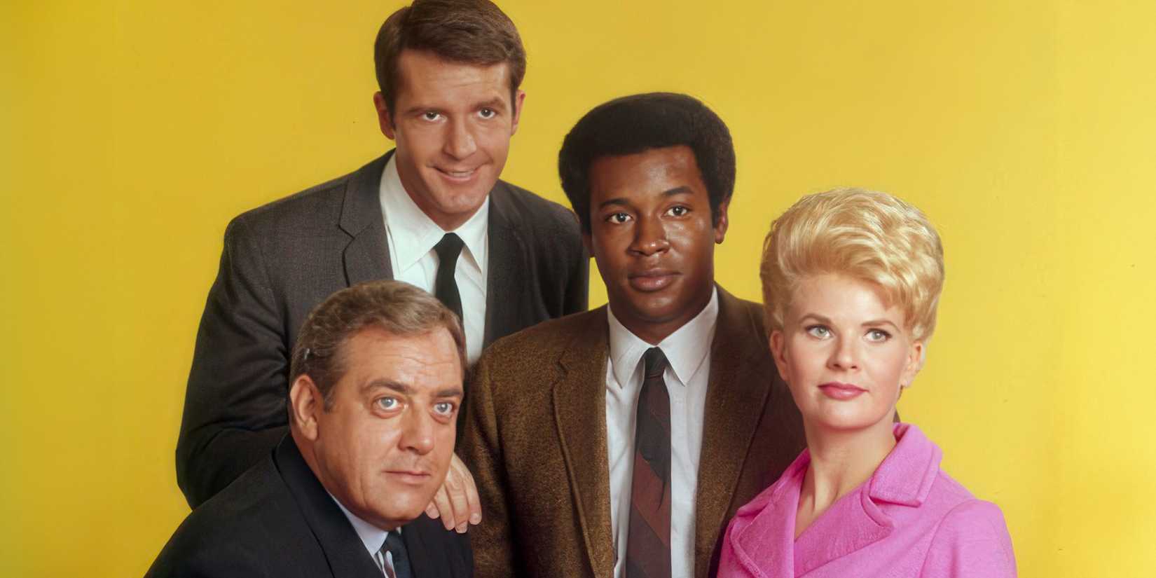 Don Mitchell, Raymond Burr, Don Galloway, and Barbara Anderson in a promo shot for Ironside