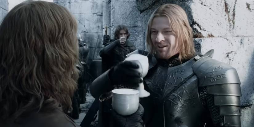 Boromir (Sean Bean) enjoys a celebratory drink in 'The Lord of the Rings: The Two Towers'