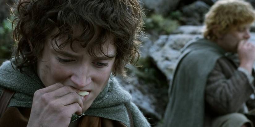 Frodo Baggins (Elijah Wood) eats a piece of lembas bread in 'The Lord of the Rings: The Two Towers'