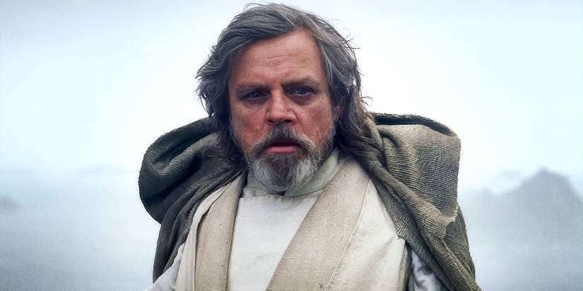 Luke Skywalker looking intently in The Force Awakens
