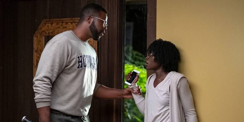 Lupita Nyong'o and Winston Duke in Us