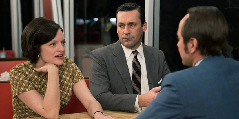 Elisabeth Moss as Peggy and Jon Hamm as Don Draper in 'Mad Men' episode 'The Strategy.'