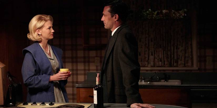 January Jones as Betty talking to Jon Hamm as Don Drapper in the 'Mad Men' episode "Tomorrowland."