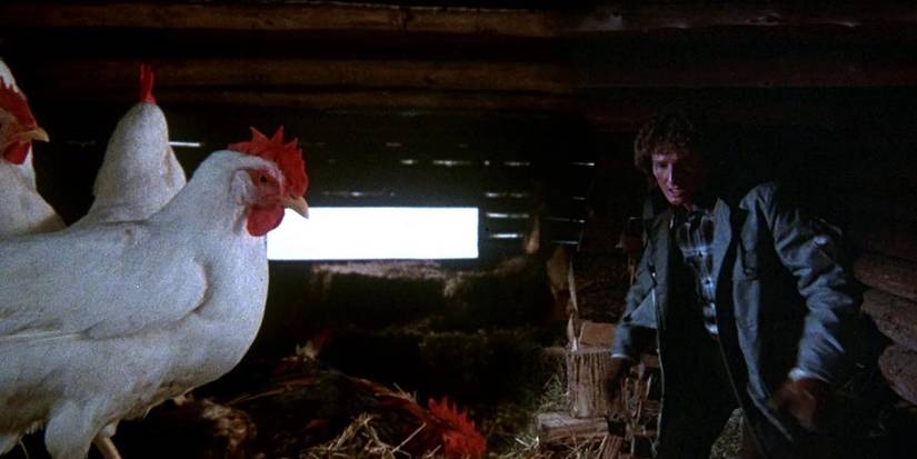 Man and hens in 'The Food of the Gods' (1976)