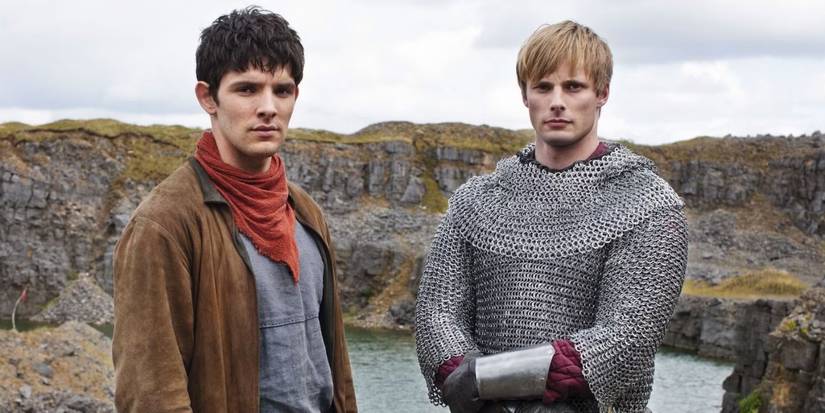 Merlin (Colin Morgan) and Arthur (Bradley James) in Merlin