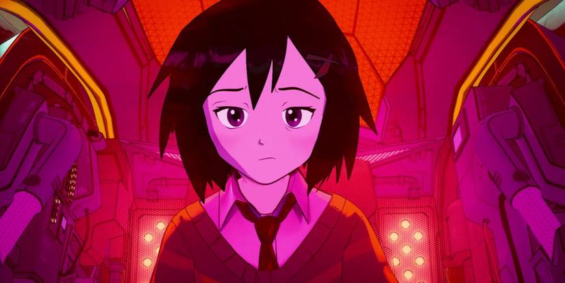 Peni Parker (Kimiko Glenn) inside a mech in Spider-Man: Into the Spider-Verse.