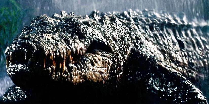 The giant crocodile with a bloody mouth in the 2007 film Primeval. 