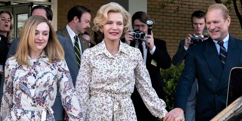 Dakota Fanning as Susan Ford, Michelle Pfeiffer as Betty Ford and Aaron Eckhart as Gerald Ford in The First Lady
