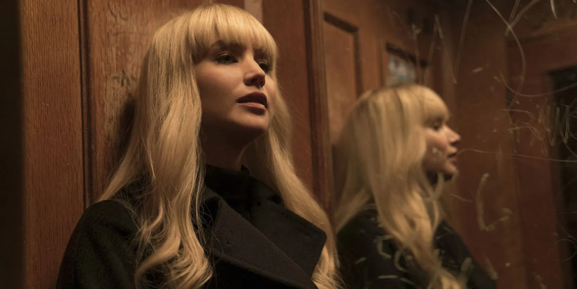 Jennifer Lawrence in an elevator in Red Sparrow