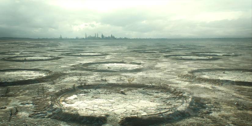 Wide shot of the outside landscape in Silo Season 1 Episode 10