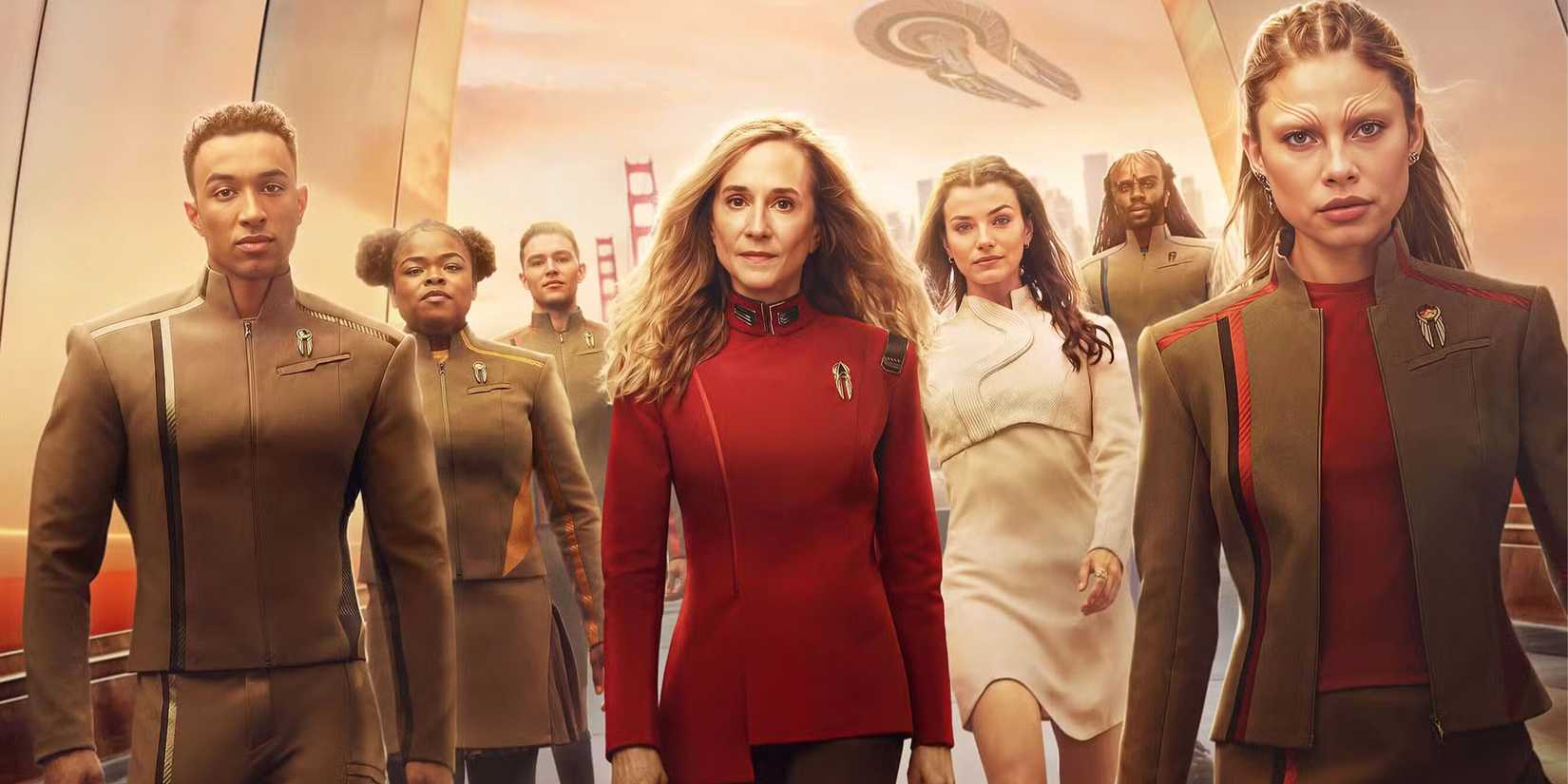 Star Trek: Starfleet Academy cast in character on the poster