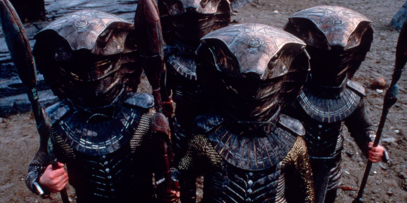Warriors with snake head helmets
