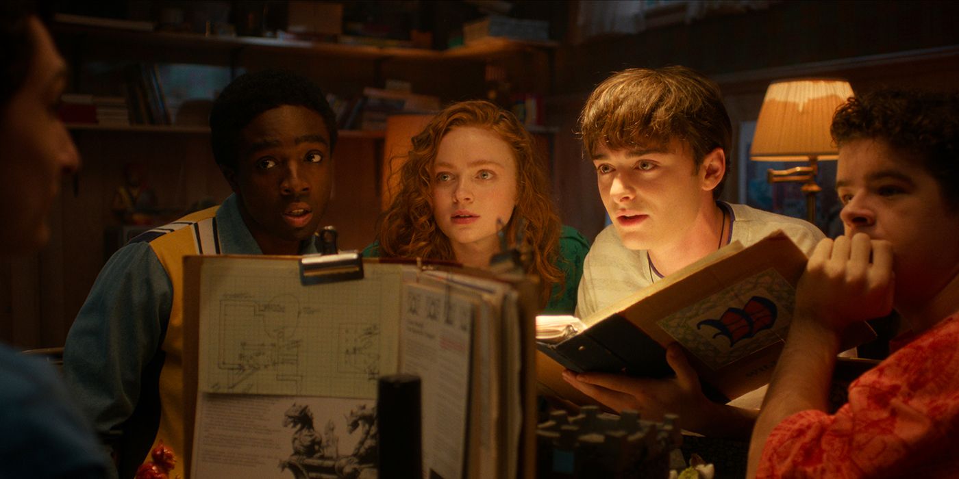 The kids gathered together playing Dungeons & Dragons in the finale of Stranger Things.