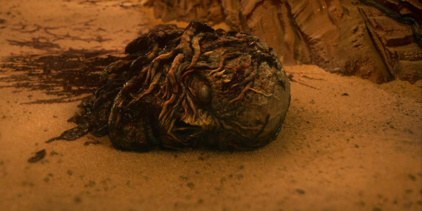 Vecna's decapitated head laying on the ground in Stranger Things Season 5 finale.