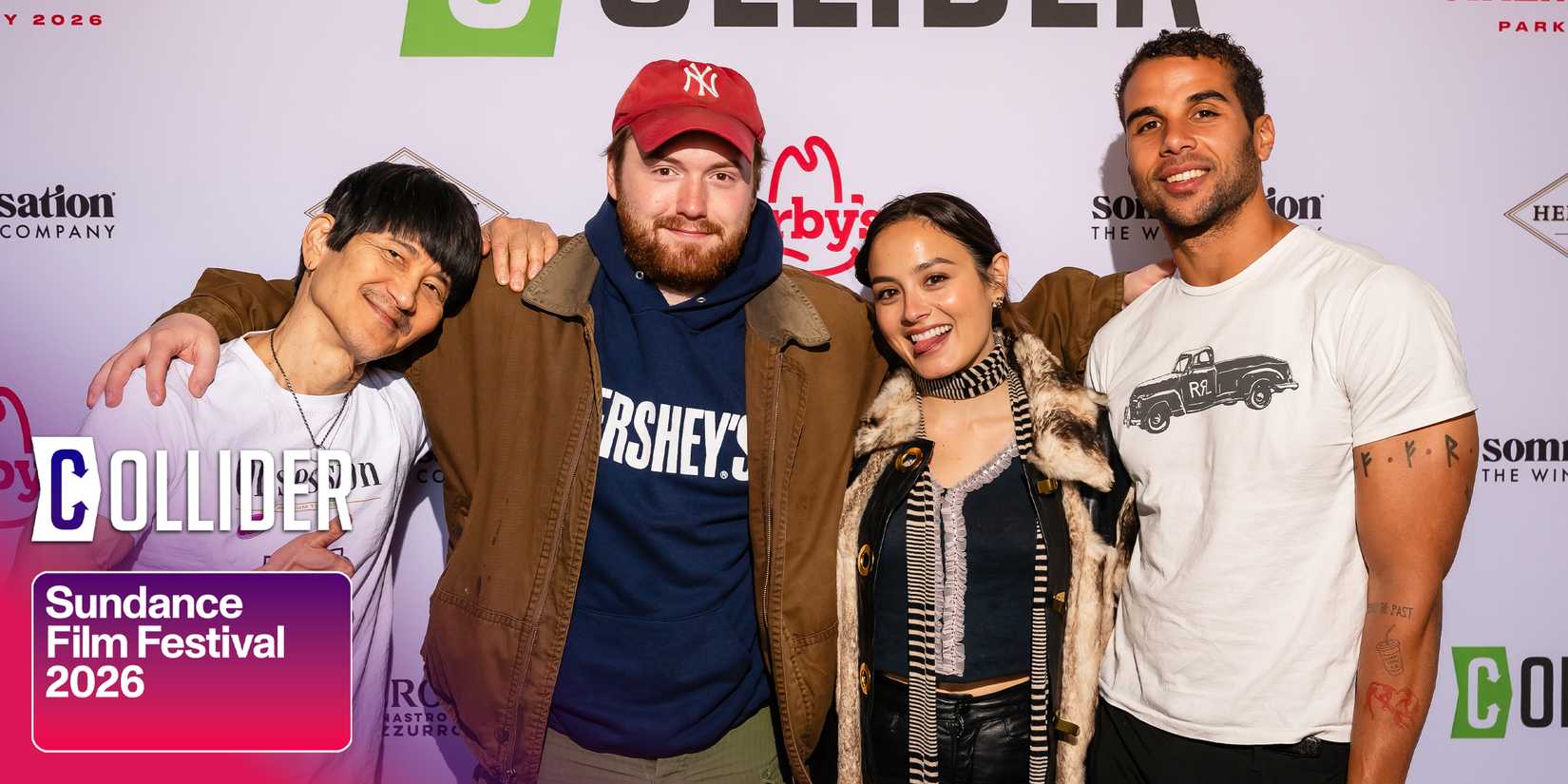 The I Want Your Sex team pose for a photo at the Sundance Film Festival 2026.