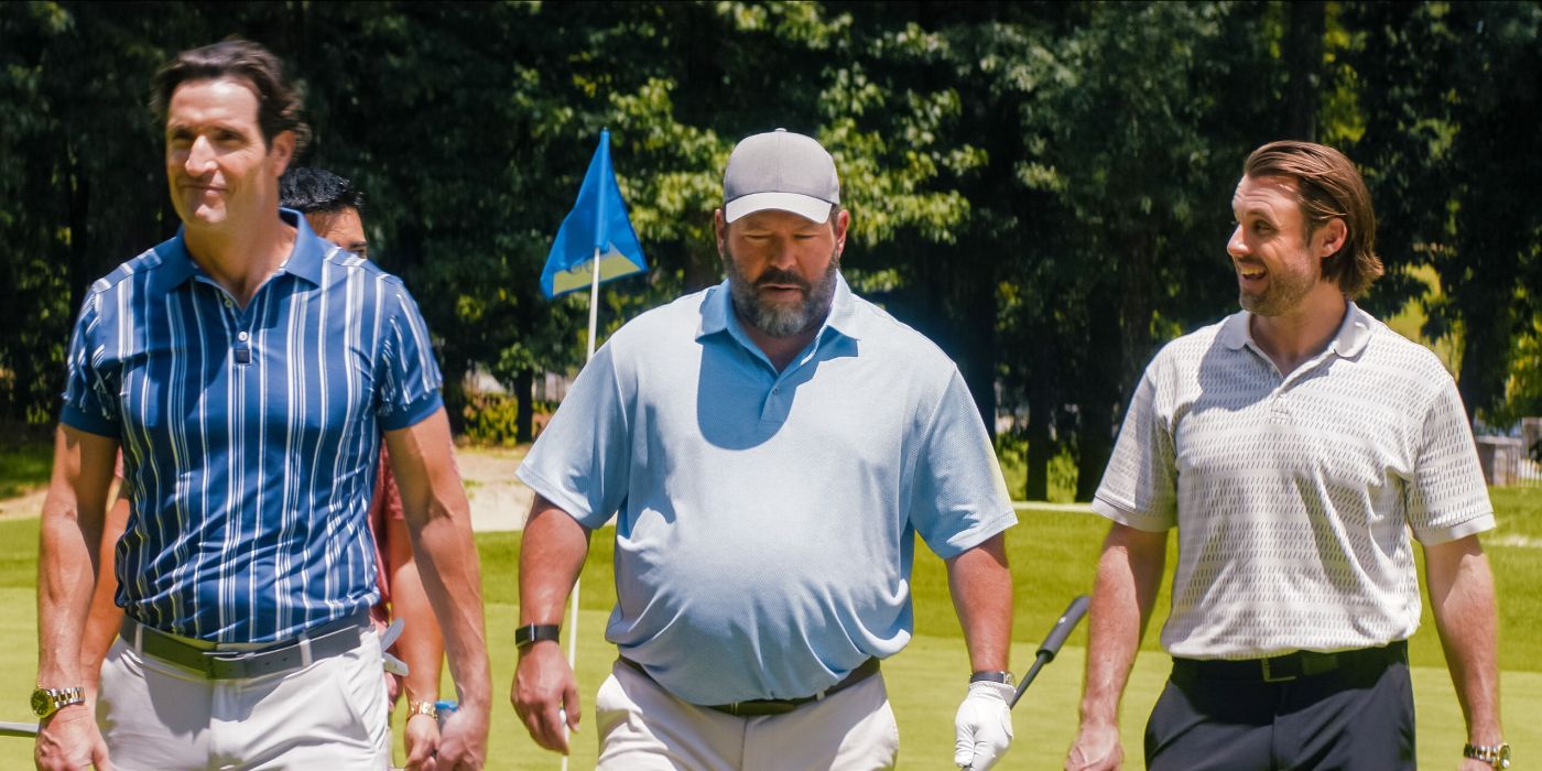 Bert Kreischer playing golf with three other men in 'Free Bert'