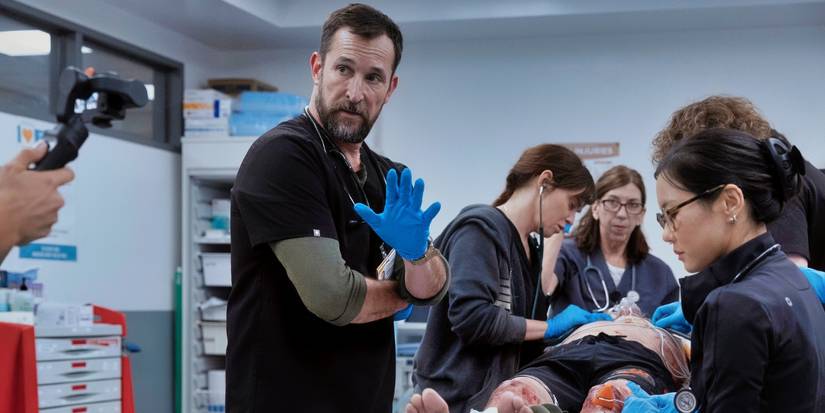 Noah Wyle, Fiona Dourif, and Irene Choi in The Pitt Season 2 Episode 4