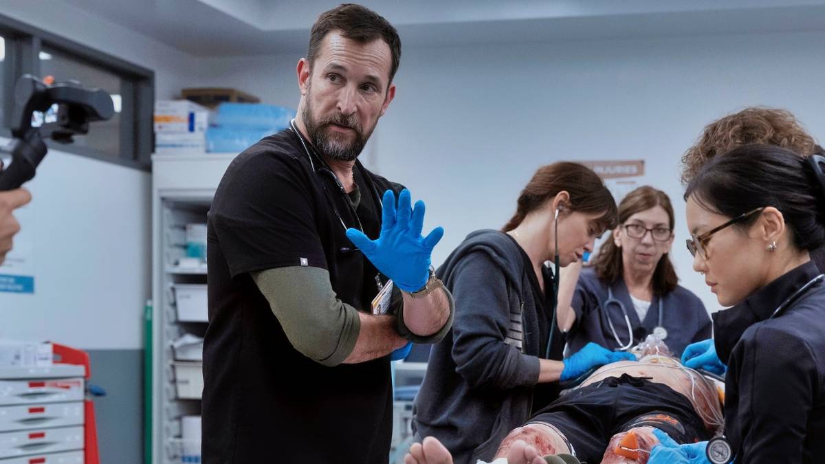 Noah Wyle, Fiona Dourif, and Irene Choi in The Pitt Season 2 Episode 4
