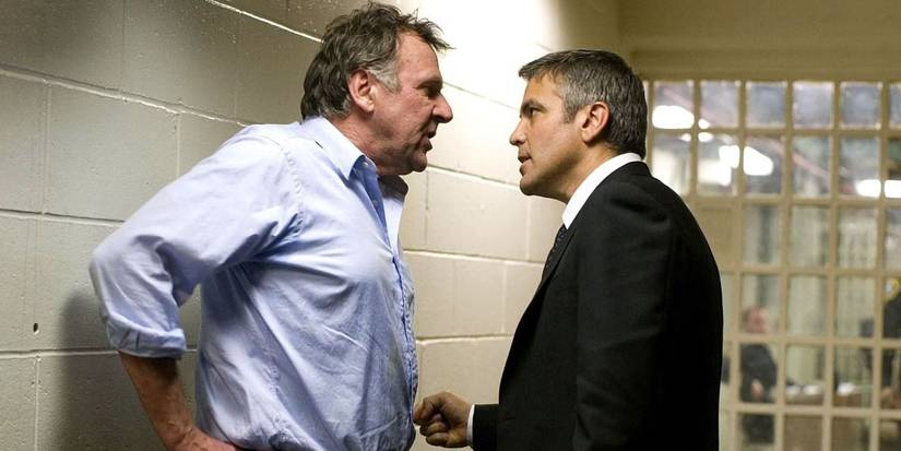 Tom Wilkinson dan George Clooney di Michael Clayton