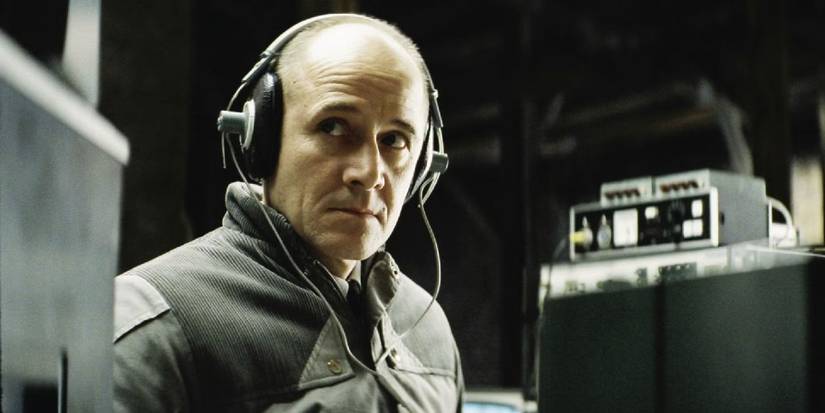 Ulrich Mühe wearing headphones in 'The Lives of Others'