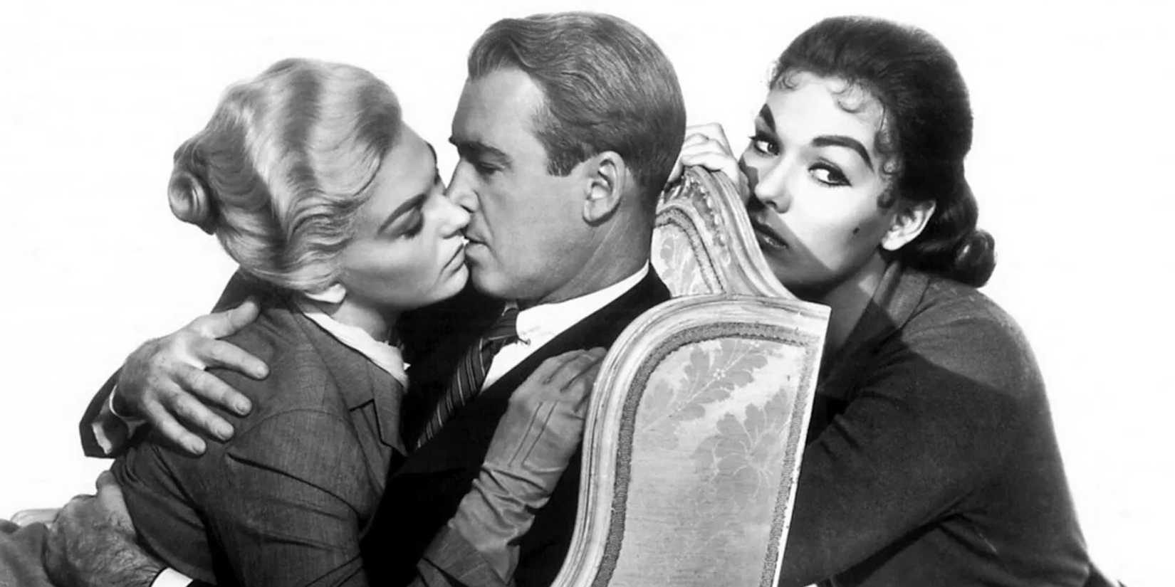 Kim Novak kissing Jimmy Stewart in Vertigo