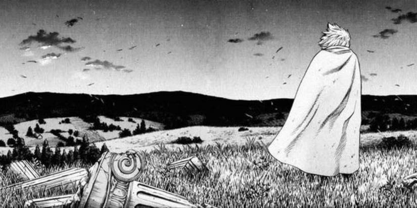 Thorfinn standing in a field in Vinland Saga