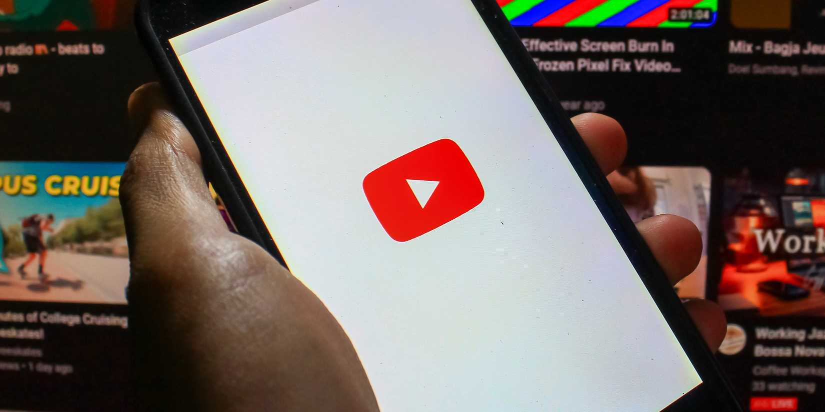 YouTube logo on a smartphone