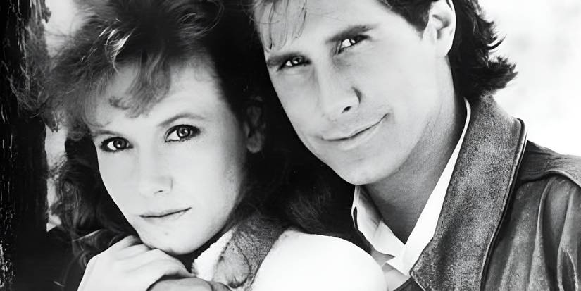 Ashley Crow and Parker Stevenson in a black and white promo picture for Probe.